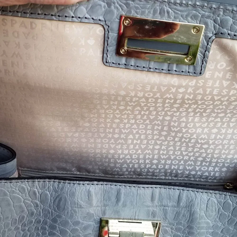 Kate Spade Gray Leather Faux Croc Orchard Valley Sinclair Handbag